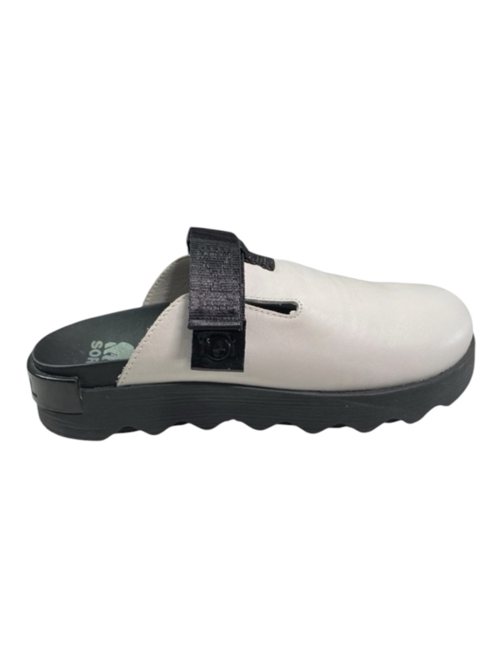 New Sorel Leather Clogs Viibe White Mules Size 9 Velcro to Fit